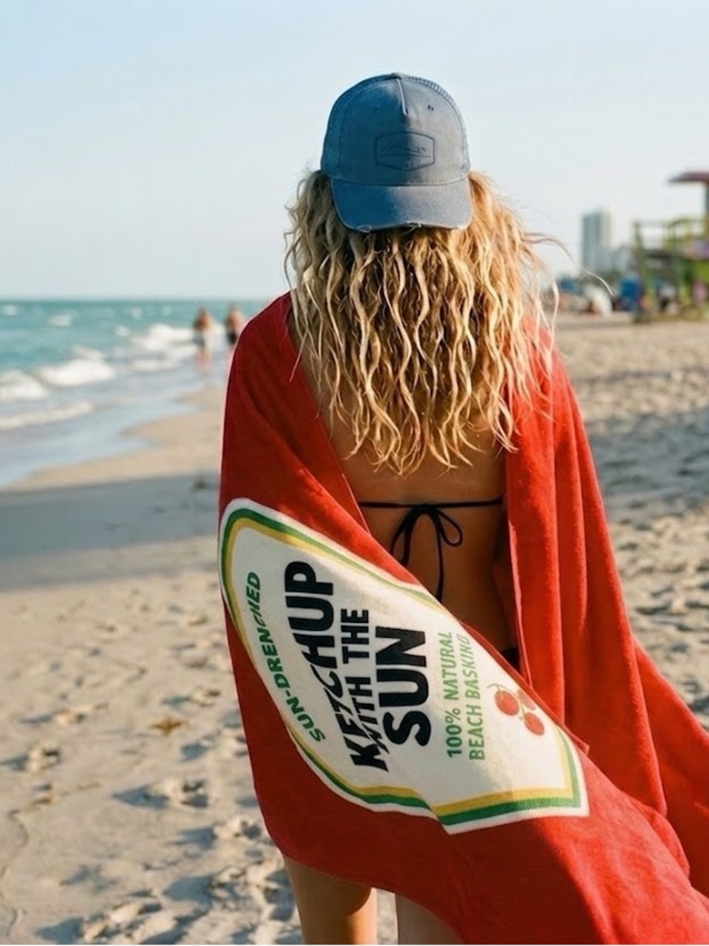 Ketchup With The Sun Red Beach Towel Funny